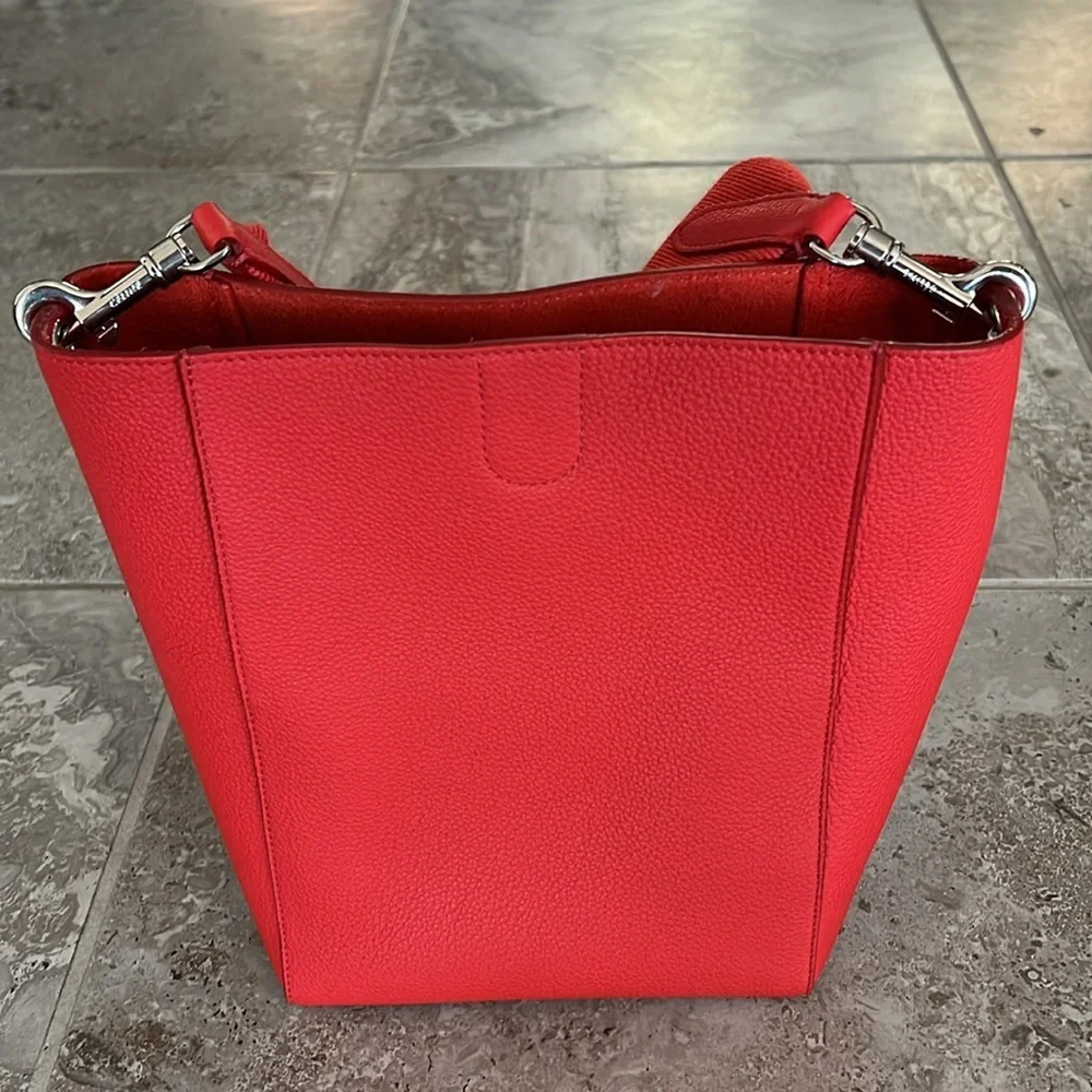 Celine Sangle Small Bucket Bag, Small Grain Calfskin, Red, Like New - Picture 6 of 15